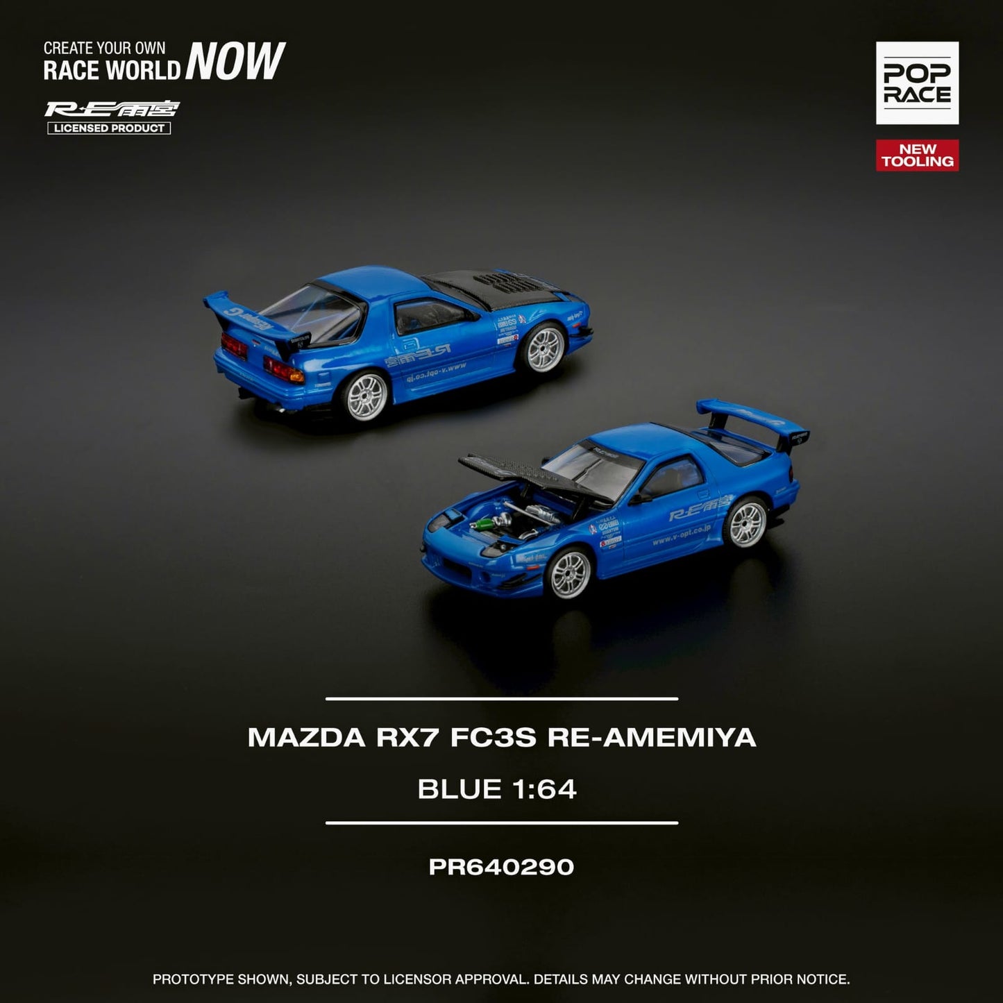 POP RACE 1/64 MAZDA RX7 (FC3S) RE-AMEMIYA RE-AMEMIYA BLUE