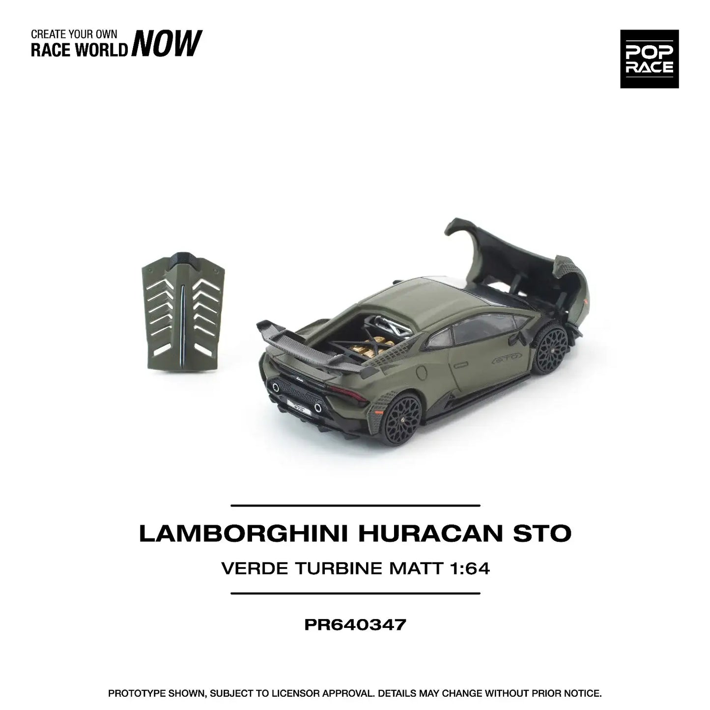 Pop Race 1:64 Scale Lamborghini Huracan STO Verde Turbine Matt