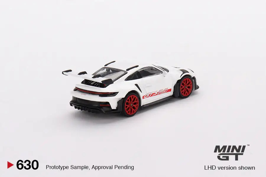 Mini GT Mini GT #630 Porsche 911 (992) GT3 RS White with Pyro Red Accent Package