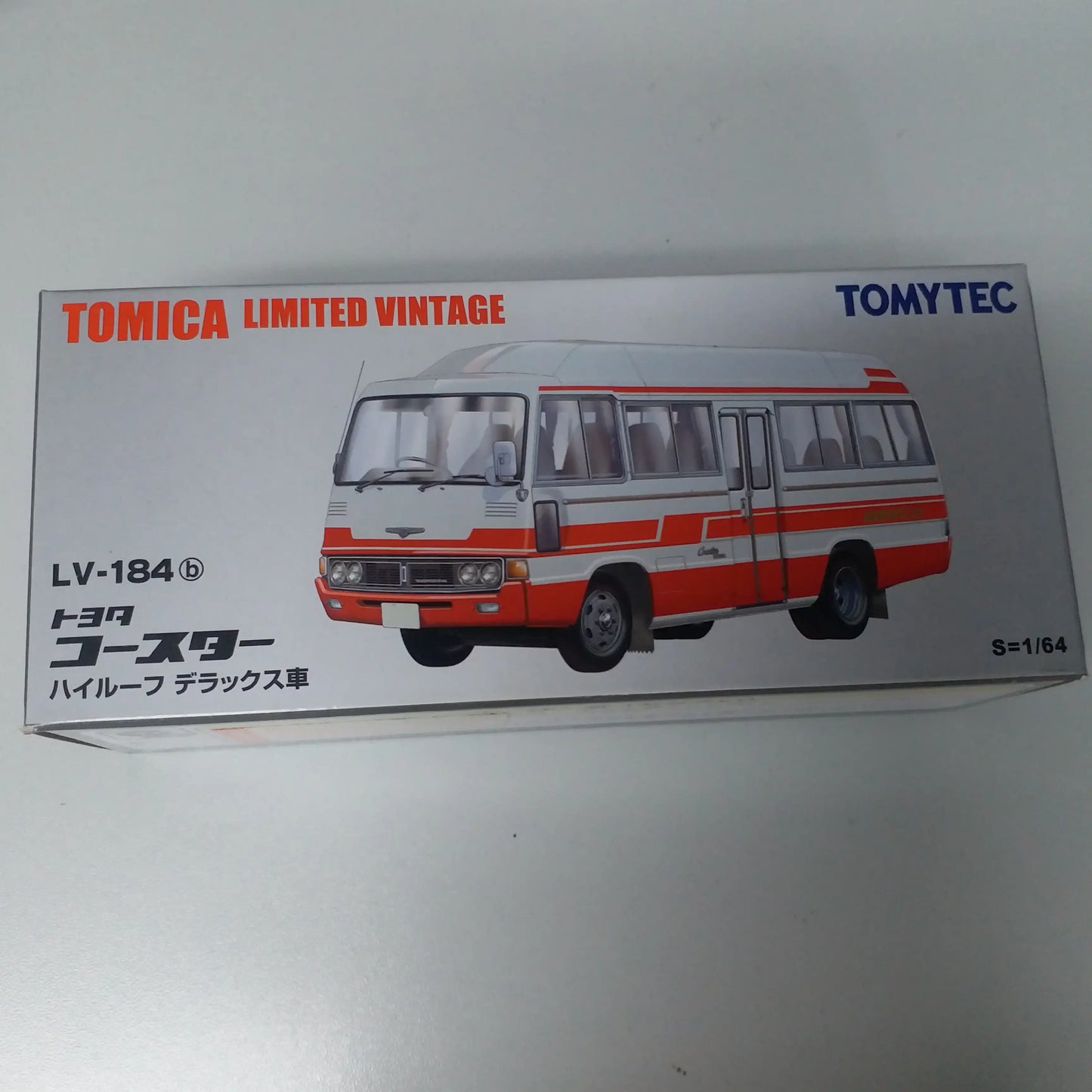Tomica Limited Vintage LV-184b Toyota Coaster High-roof Deluxe Car