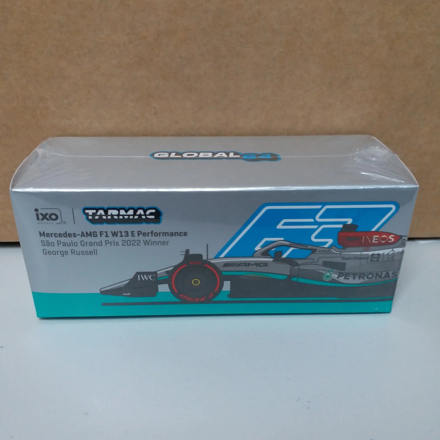Tarmac Works 1:64 Scale Mercedes-AMG F1 W13 E Performance Sao Paulo Grand Prix 2022 Winner George Russell