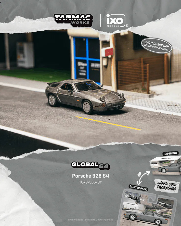 Tarmac Works x IXO T64G-085-GY Porsche 928 S4 Grey Metallic