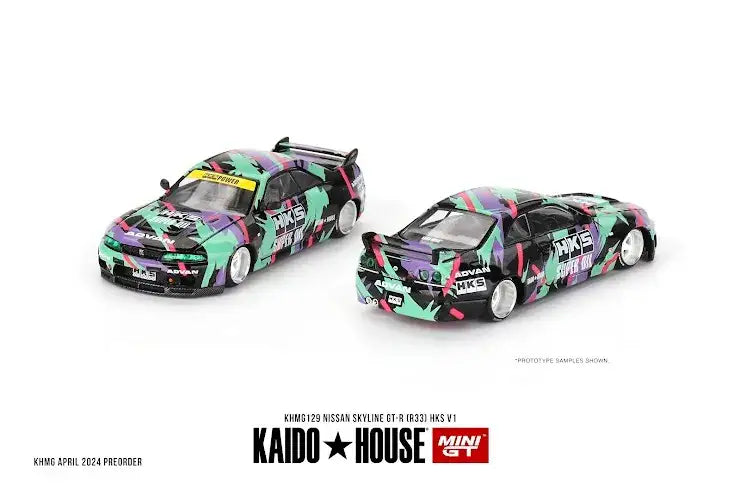 街道ハウス Nissan Skyline GT-R(R33/R34) 新品未開封 Mini GT x Kaido House #129 Nissan Skyline GT-R (R33) HKS V1