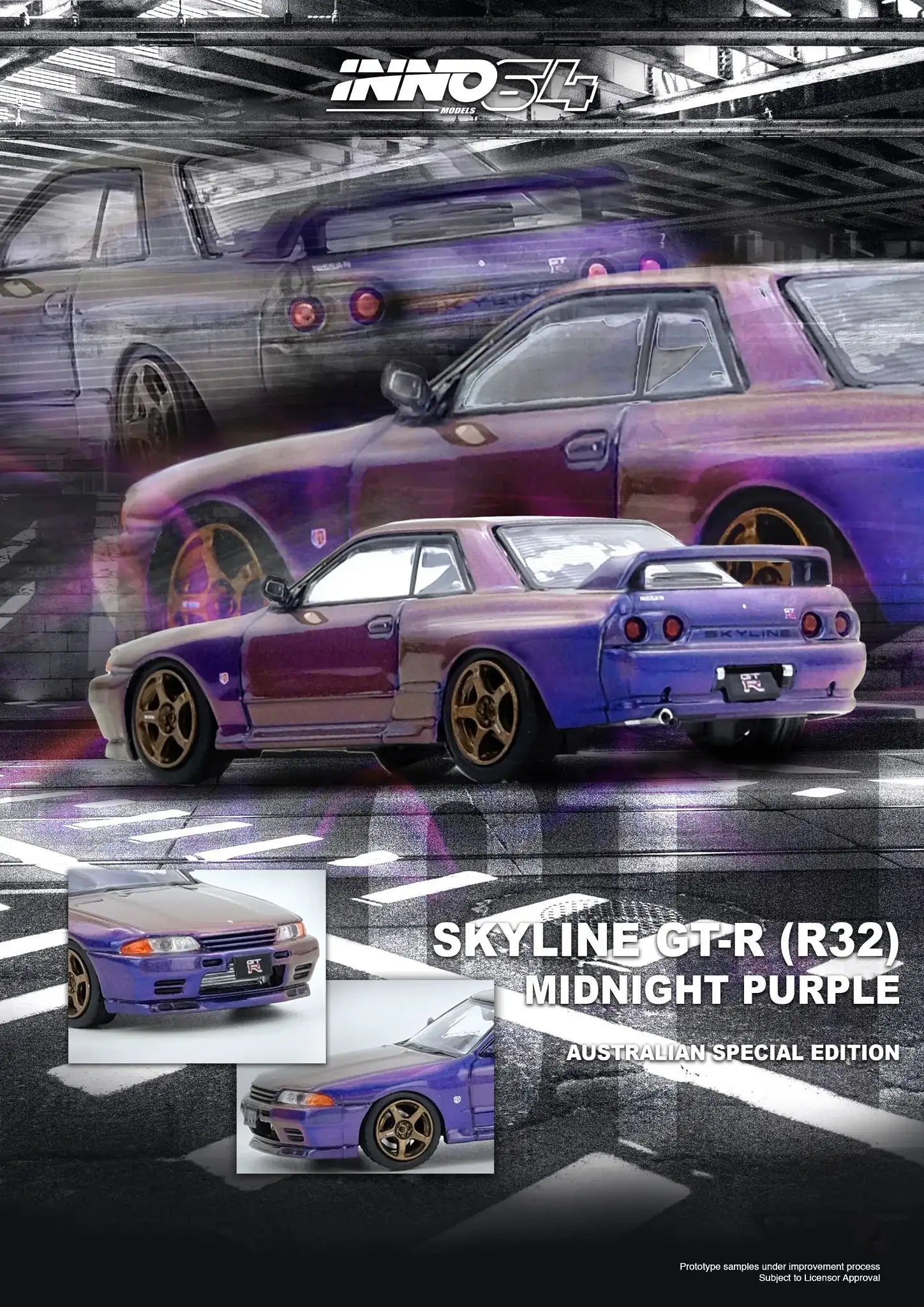 Inno64 1:64 Scale Nissan Skyline GT-R (R32) Midnight Purple