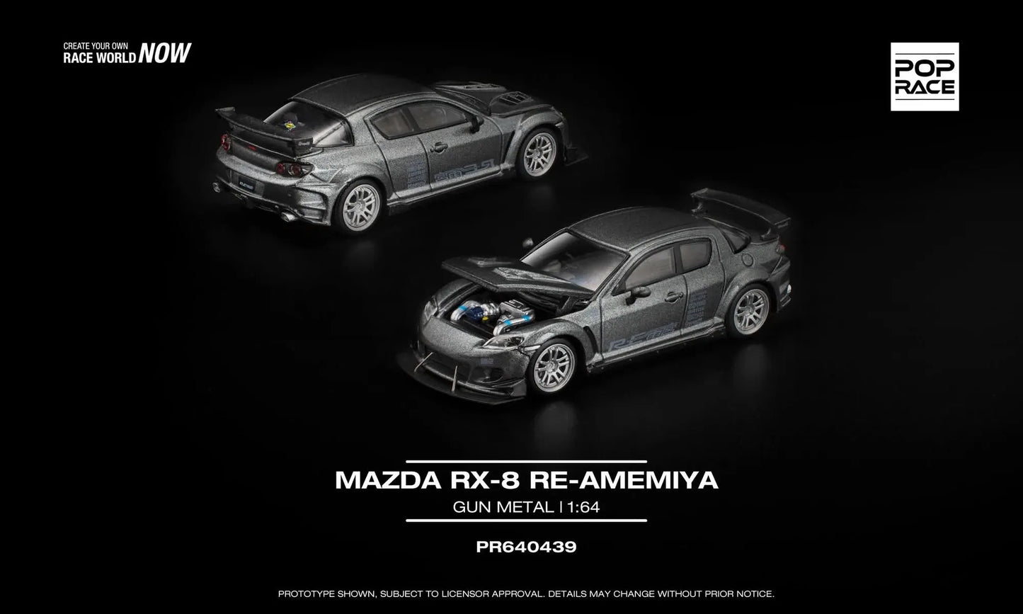 PopRace 1:64 Scale Mazda RX-8 RE-Amemiya Gun Metal