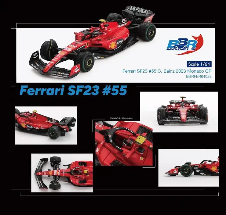 BBR BBR Models 1/64 Ferrari SF23 #55 C. Sainz 2023 Monaco GP