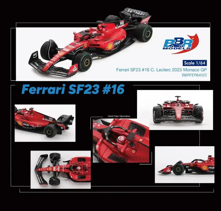 BBR BBR Models 1/64 Ferrari SF23 #16 C. Leclerc 2023 Monaco GP