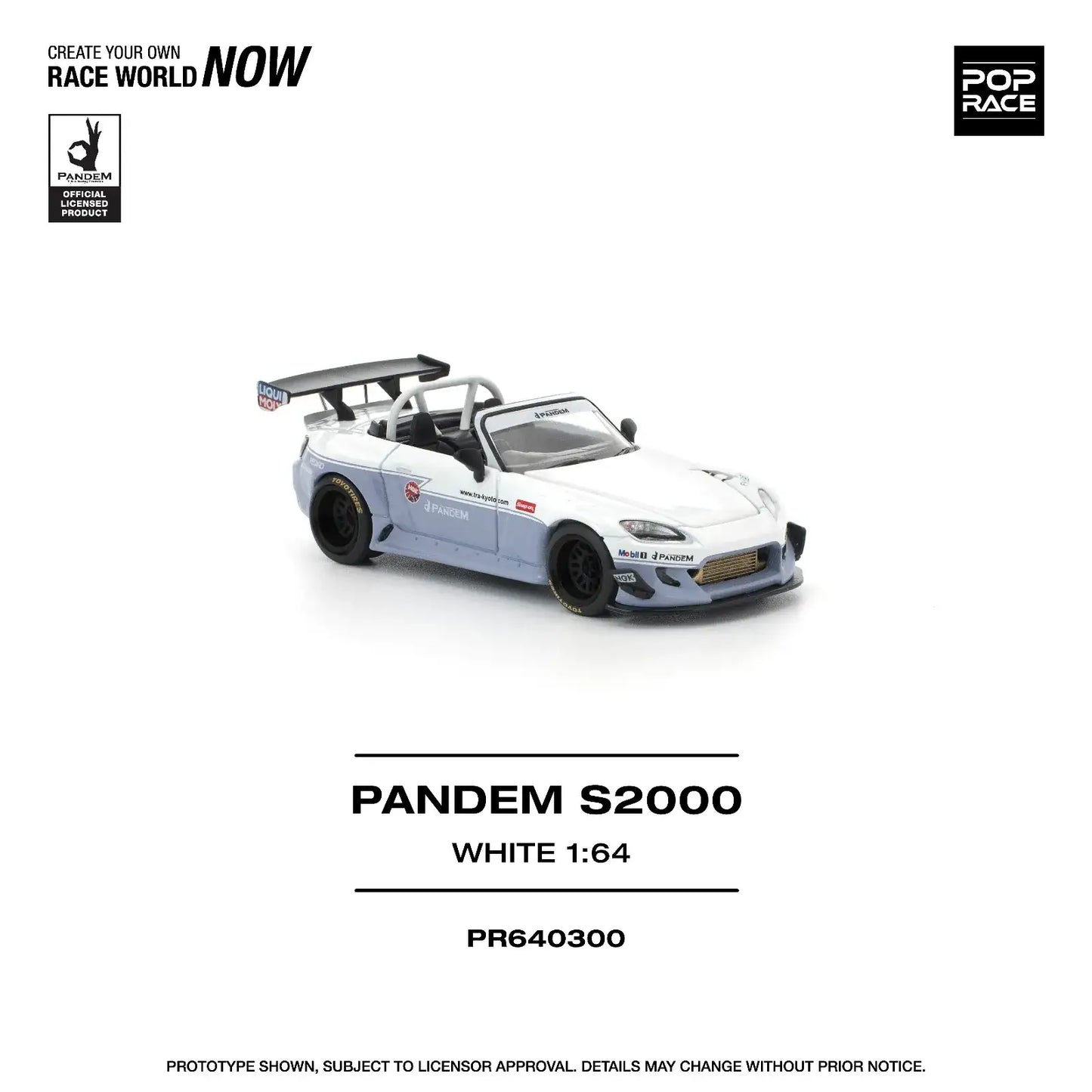 POP RACE 1/64 PANDEM HONDA S2000 WHITE