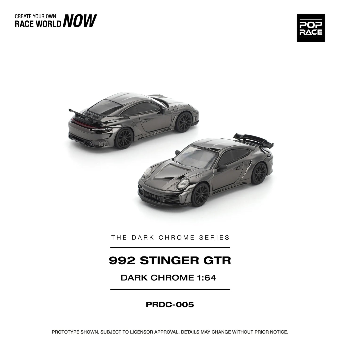 POP RACE 1:64 Scale 992 Stinger GTR Dark Chrome
