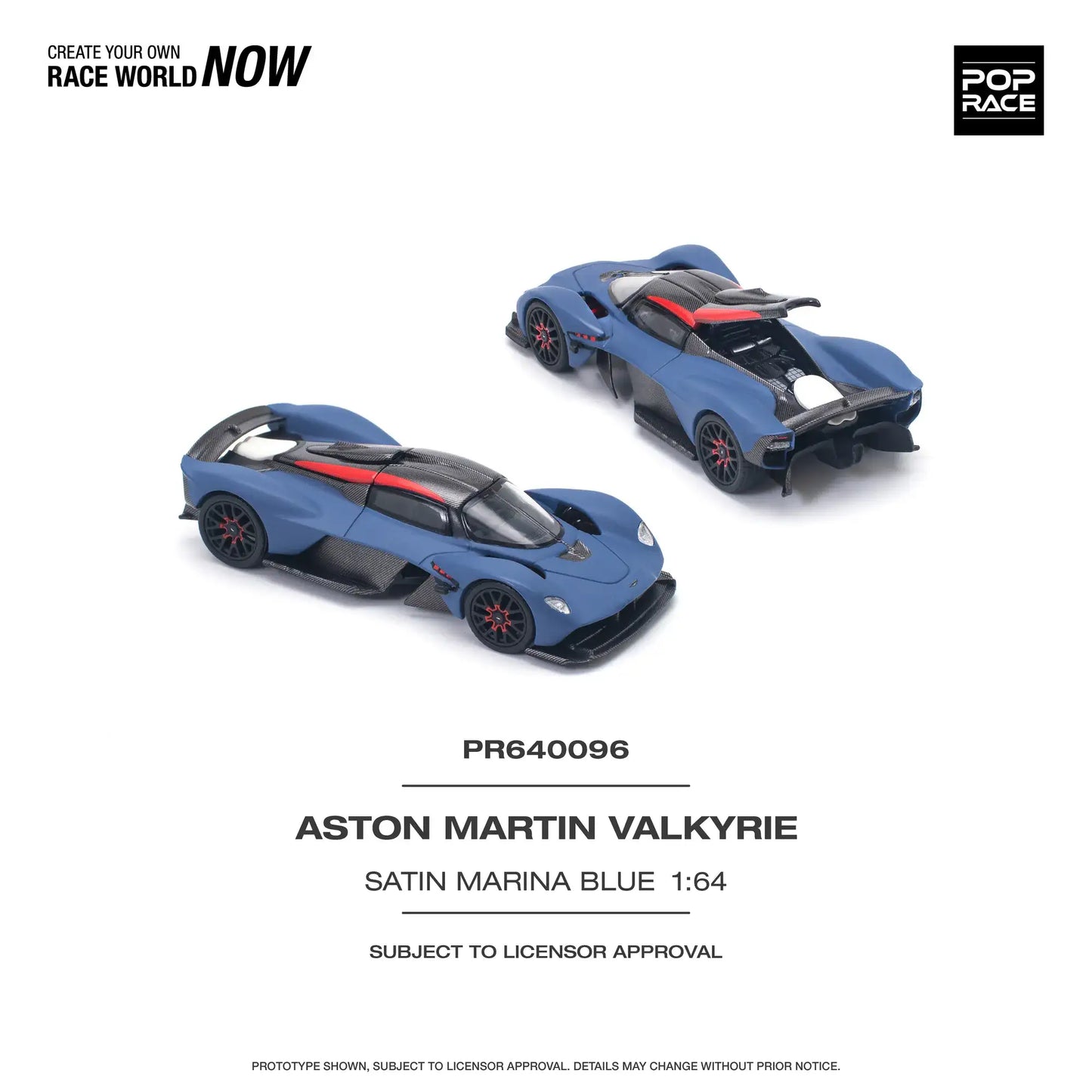 Pop Race 1:64 ASTON MARTIN VALKYRIE SATIN MARINA BLUE