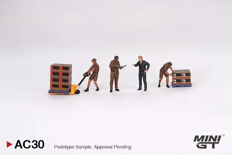Mini GT MINI GT 1/64 #AC30 Figurine: UPS Driver and workers