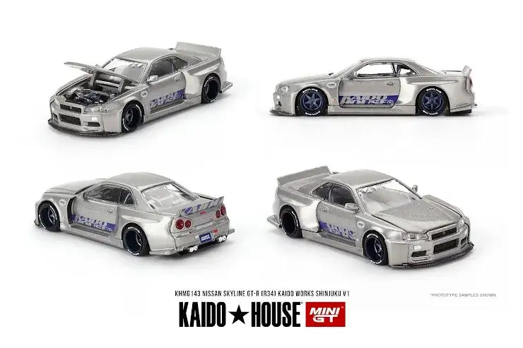 Mini GT Mini GT x Kaido House #143 Nissan Skyline GT-R (R34) Kaido Works SHINJUKU V1