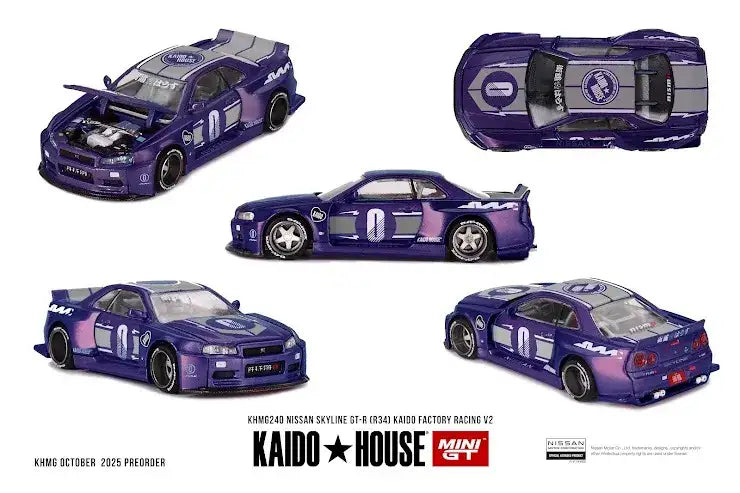 Mini GT Mini GT x Kaido House #240 Nissan Skyline GT-R (R34) KAIDO RACING FACTORY V2