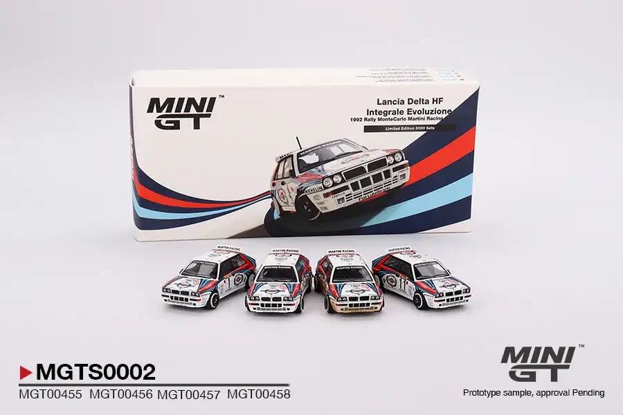 Mini GT MINI GT #MGTS0002 1/64 Lancia Delta HF Integrale Evoluzione 1992 Rally MonteCarlo Martini Racing 4 Cars Set