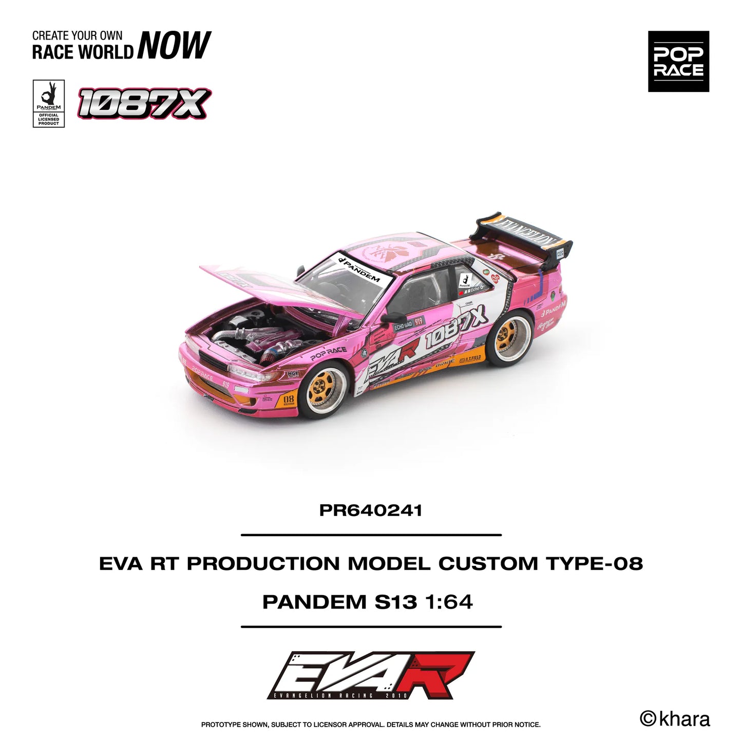Pop Race 1:64 Scale PANDEM SILVIA S13 EVA RT PRODUCTION MODEL CUSTOM TYPE-08 x 1087X