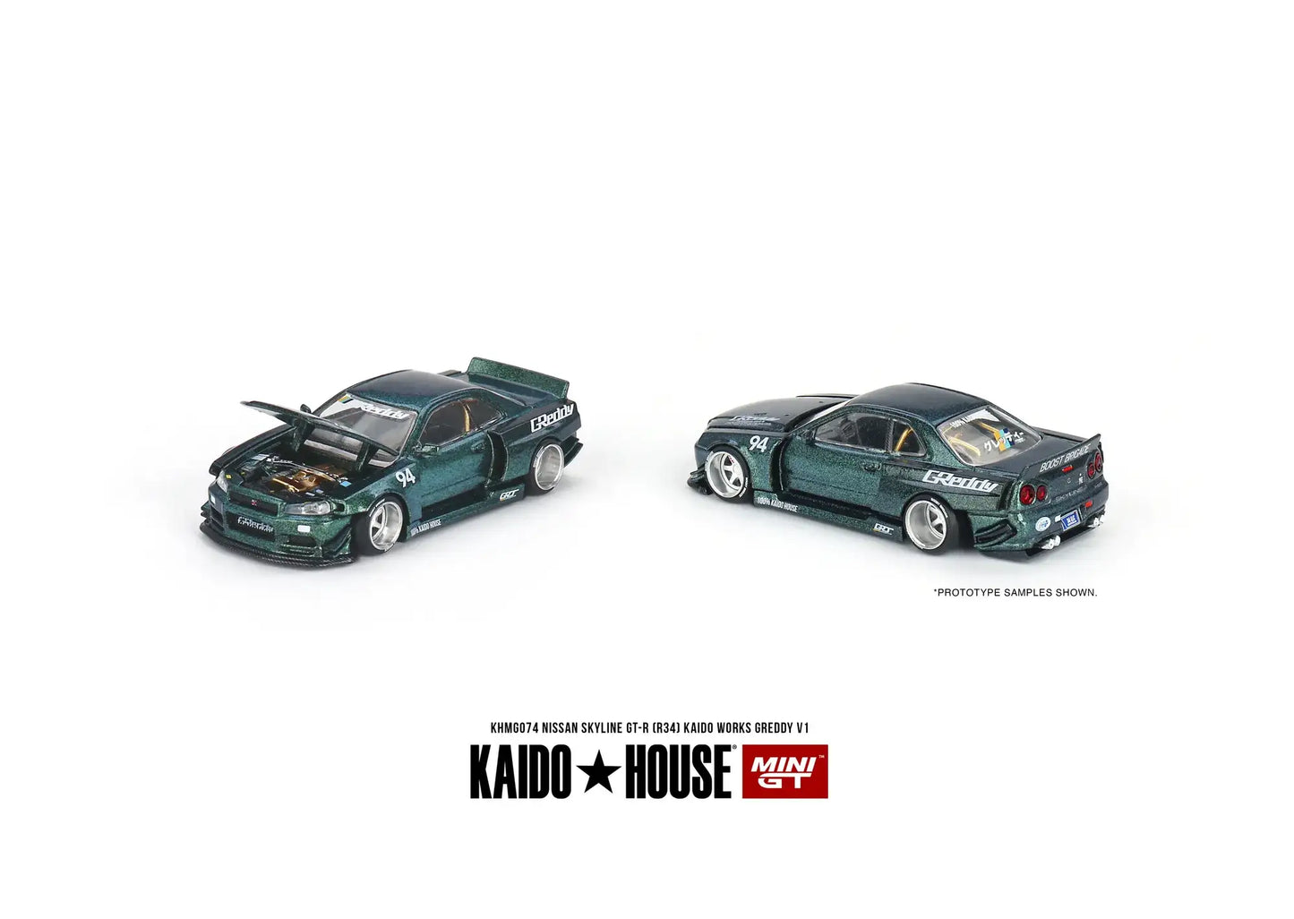 Mini GT Mini GT x Kaido House #74 1:64 Nissan Skyline GT-R (R34) Kaido Works GReddy V1