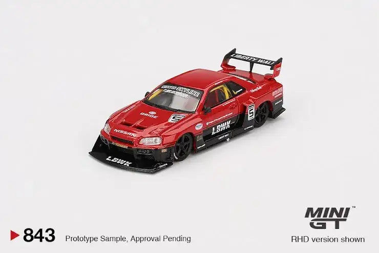 Mini GT MINI GT x Mijo #843 Nissan LB-ER34 Super Silhouette SKYLINE Red/Black Blister Packing