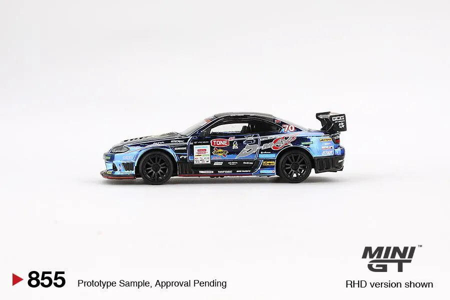 Mini GT #855 1:64 Scale Nissan Silvia (S15) D-MAX #70 D-MAX Racing 2023 D1 Grand Prix - Japan Exclusive RHD / D1 Blister Packaging