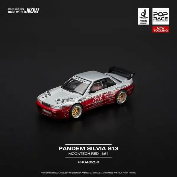 Pop Race 1:64 Scale PANDEM SILVIA S13 - MOONTECH RED