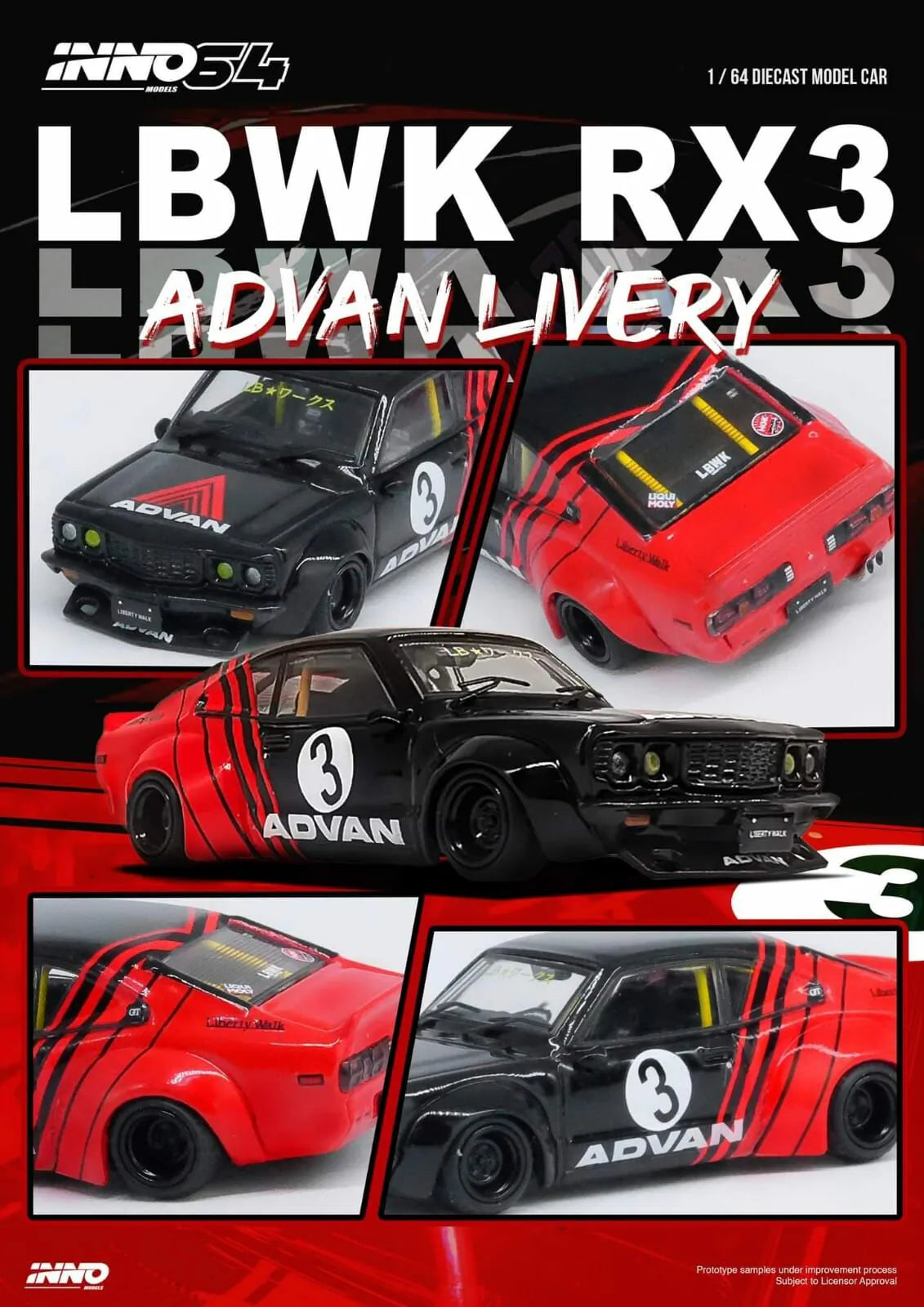 Inno64 1/64 LBWK MAZDA RX3 SAVANNA "ADVAN LIVERY"