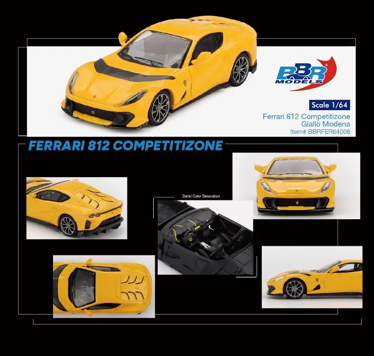 BBR Models 1/64 Ferrari 812 Competitizone Giallo Modena