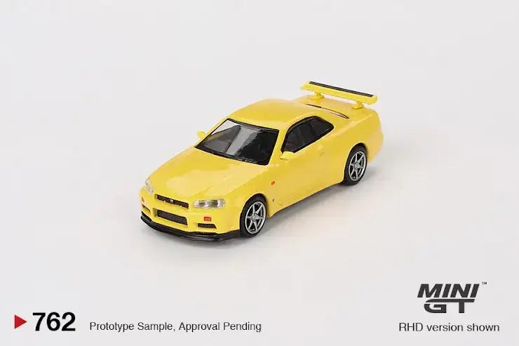 Mini GT Mini GT #762 Nissan Skyline GT-R (R34) V-Spec Lightning Yellow