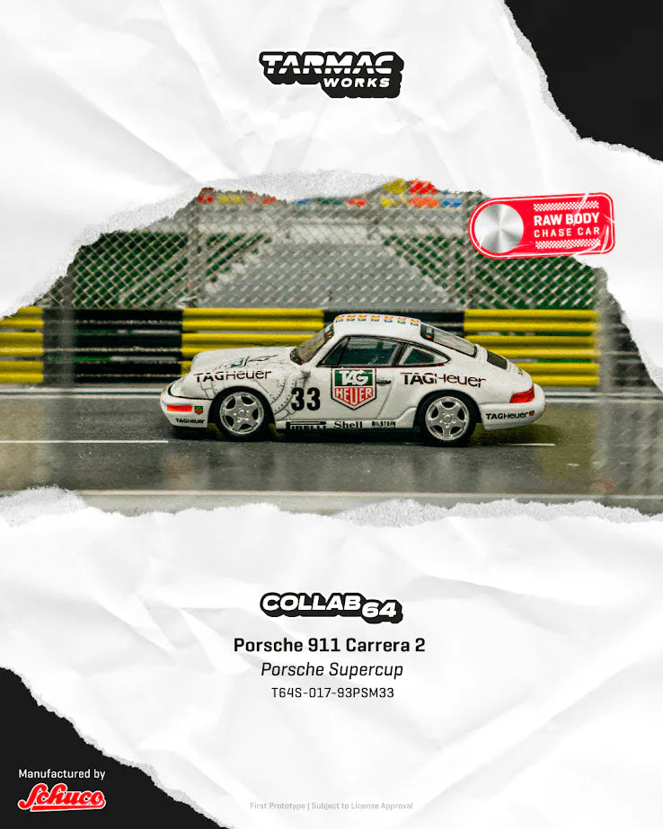 Tarmac Works 1:64 Scale Porsche 911 Carrera 2 Porsche Supercup Monaco 1993 Winner #33