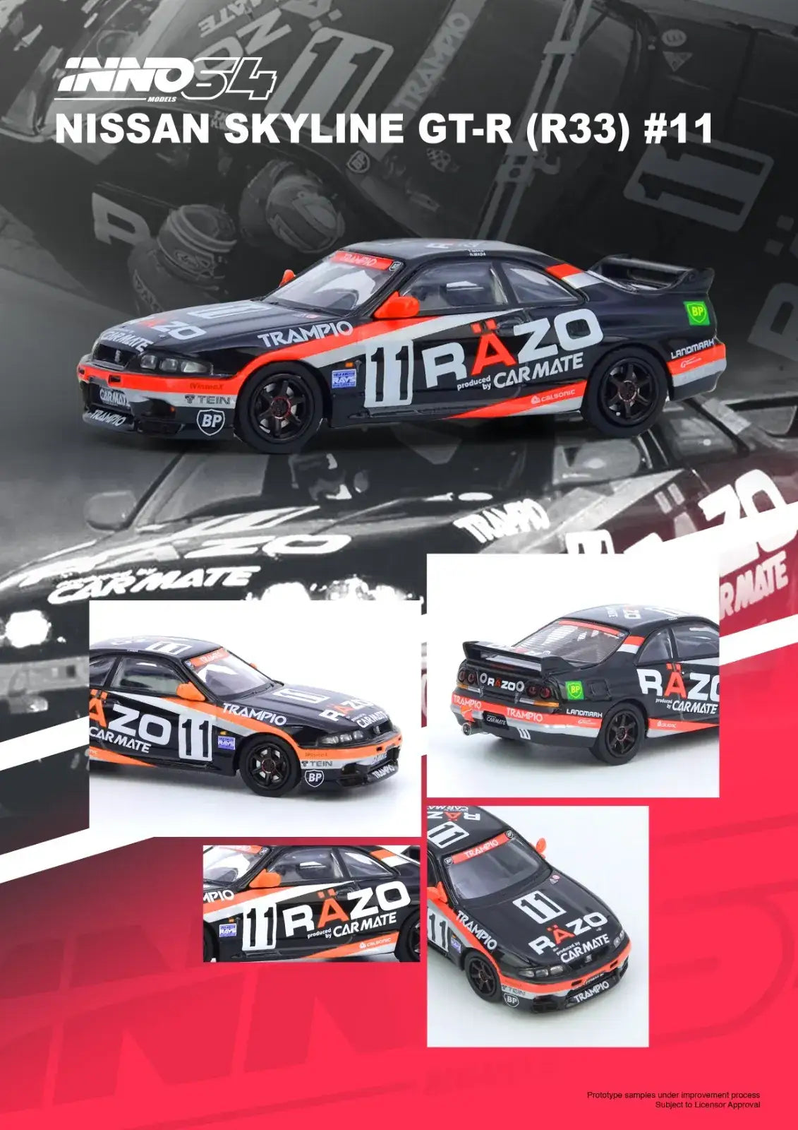 Inno64 INNO64 1/64 NISSAN SKYLINE GT-R R33 #11 "RAZO TRAMPIO" N1 Super Endurance Series - SENDAN HIGHLAND 1995 Winner