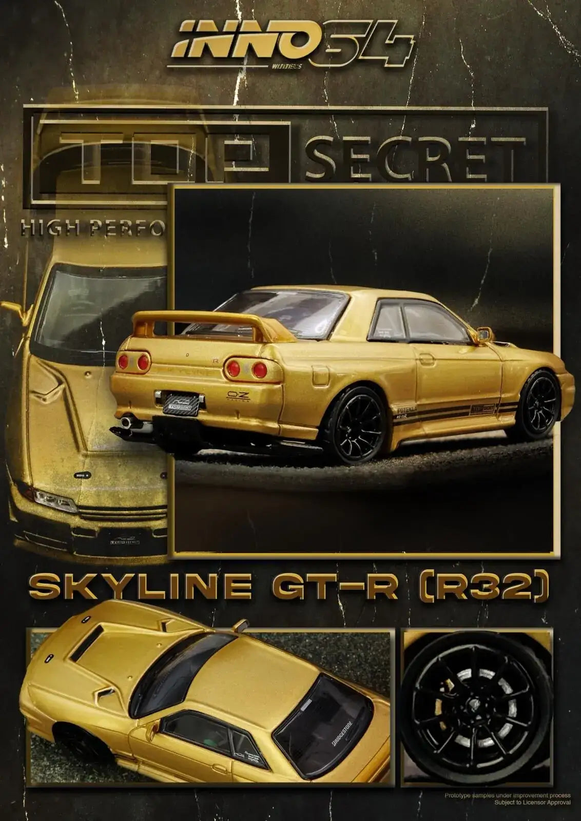 Inno64 1:64 Scale Top Secret Nissan R32 GT-R (650R) Gold