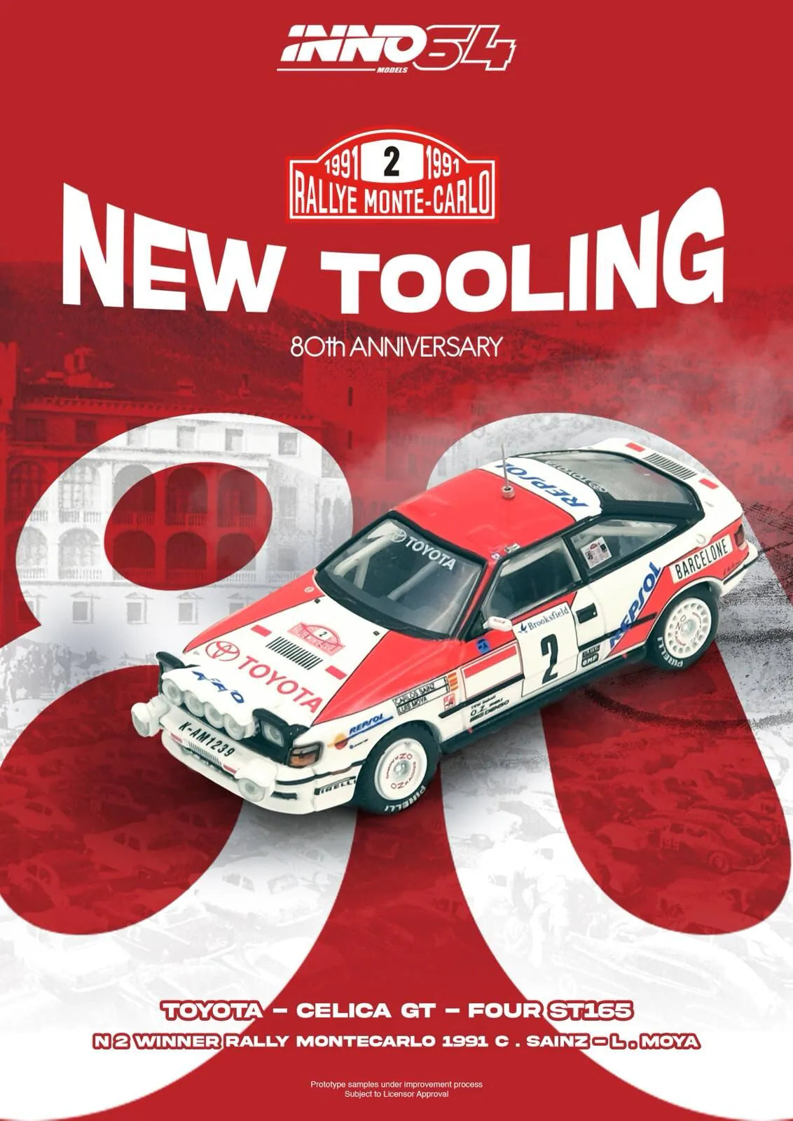 Inno64 1:64 Scale TOYOTA CELICA GT-FOUR (ST165) Winner Rally Monte Carlo 1991 C. Sainz / L. Moya