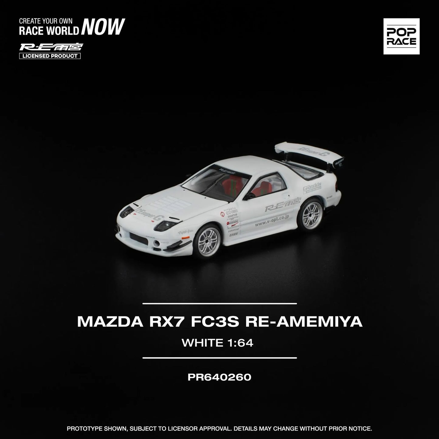 POP RACE 1/64 MAZDA RX7 (FC3S) RE-AMEMIYA RE-AMEMIYA WHITE