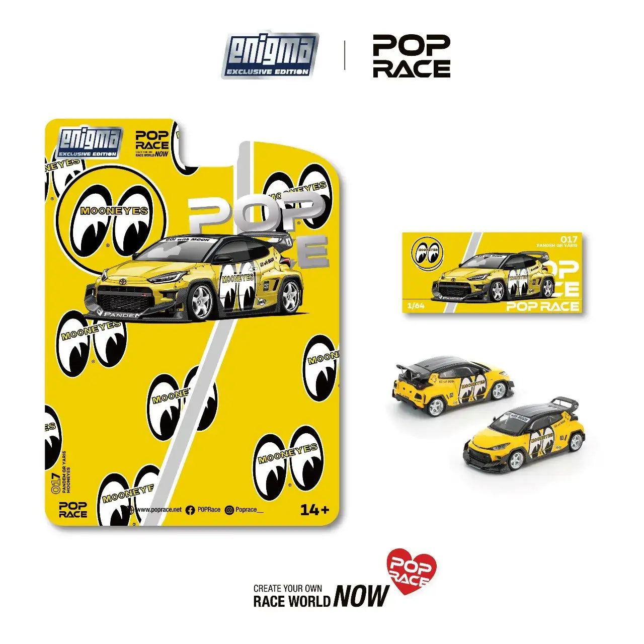 Pop Race x Enigma 1/64 Pandem Yaris Mooneyes