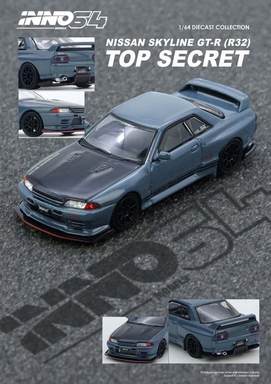 Inno64 1:64 Scale Top Secret Nissan R32 GT-R Stealth Grey