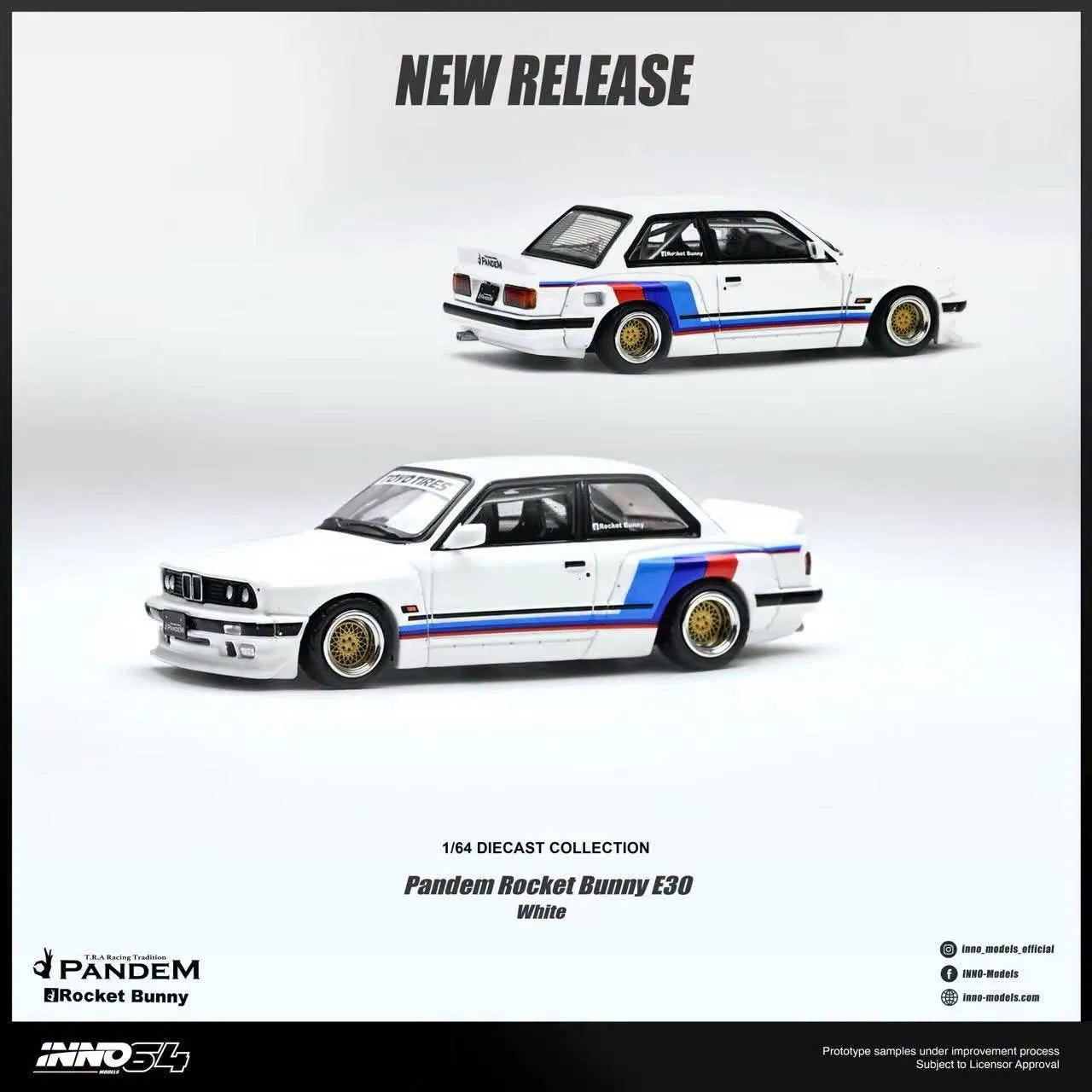 Inno64 IN64-E30P-WHI BMW E30 Pandem Rocket Bunny White