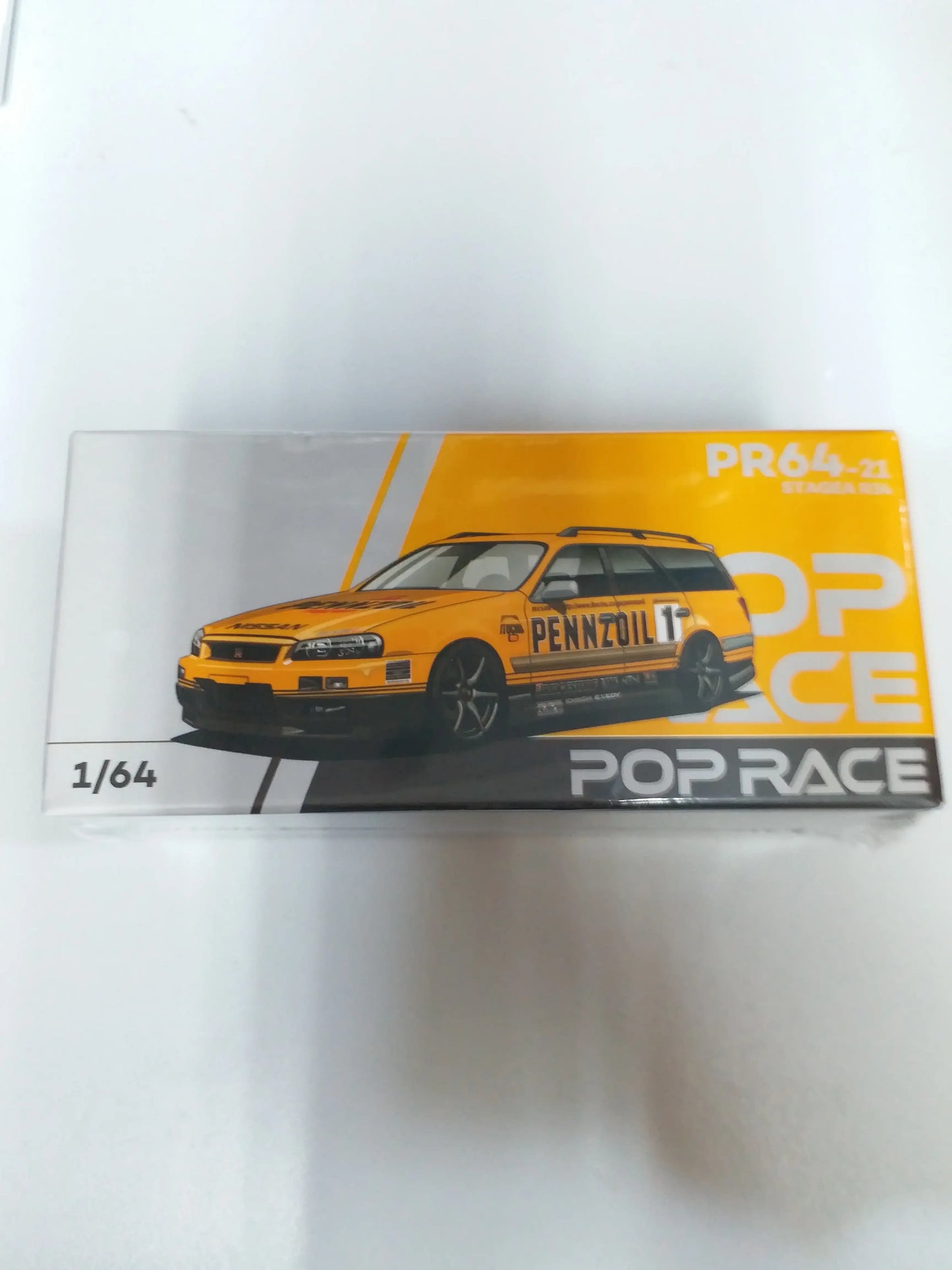 Pop Race 1:64 scale Nissan GT-R R34 STAGEA PENNZOIL