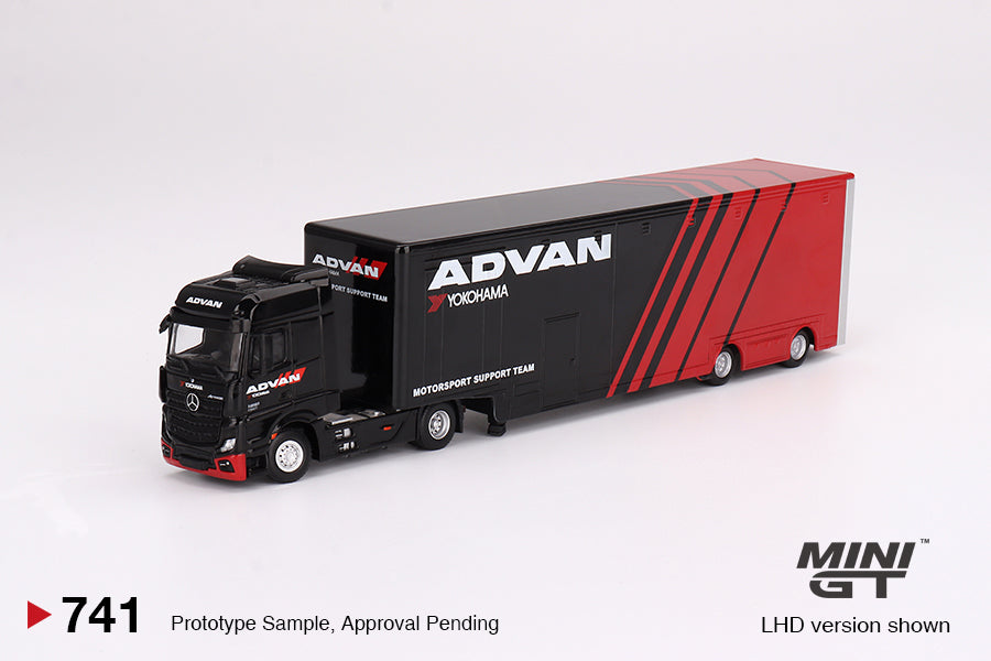 MINI GT 1/64 #741 Mercedes-Benz Actros w/ Racing Transporter "ADVAN"