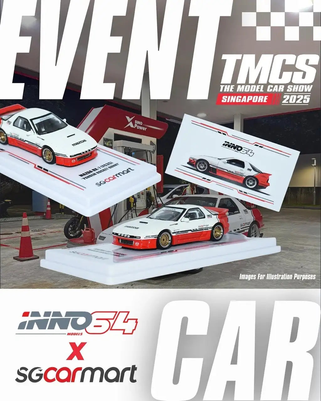 Inno64 1:64 Scale TMCS Singapore 2025 Event Edition Mazda RX-7 FC3S