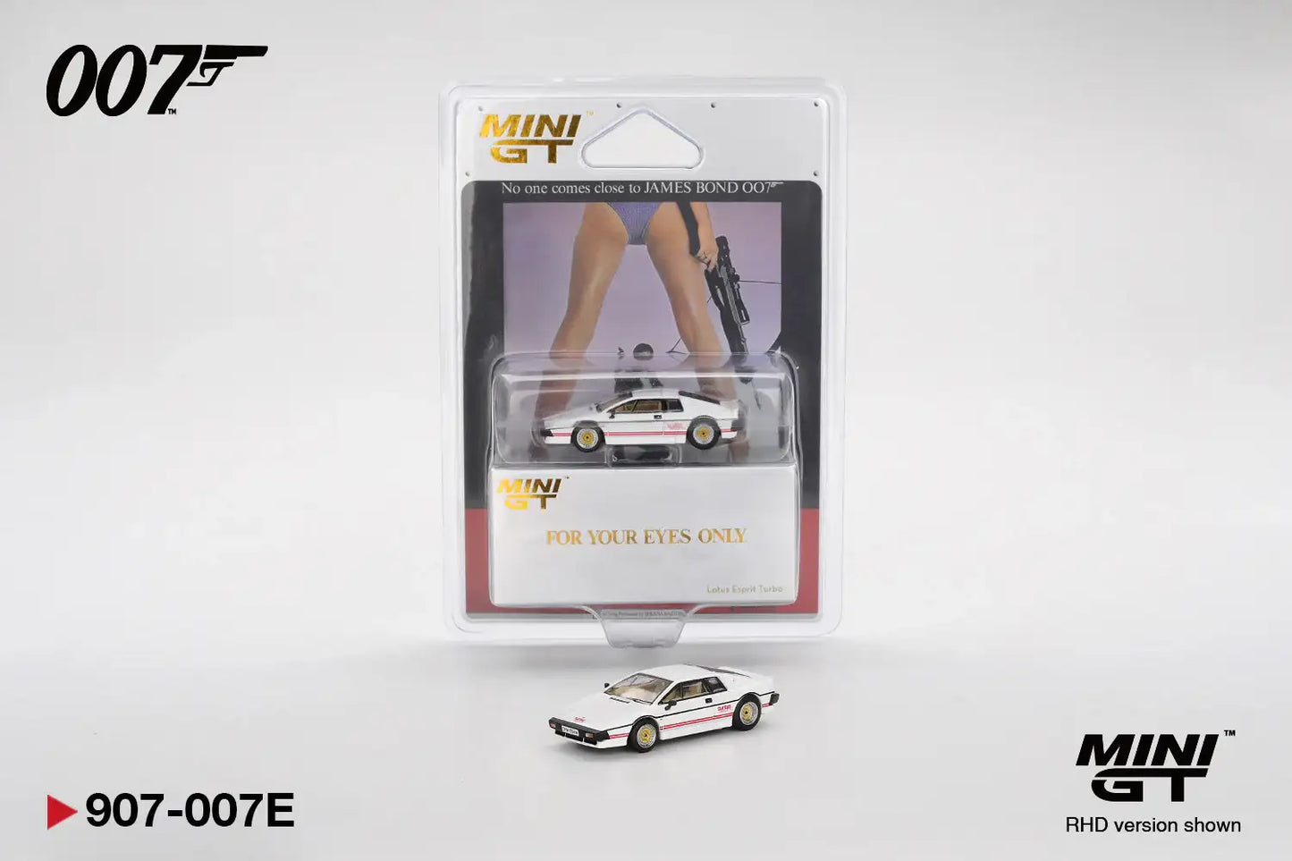 Mini GT Mini GT 1:64 Scale #907 Lotus Esprit Turbo White "For Your Eyes Only" 007 English