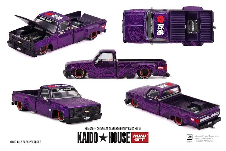 Kaido House x Mini GT #291 Chevrolet Silverado Dually Kaido Koi V1 1:64 Purple