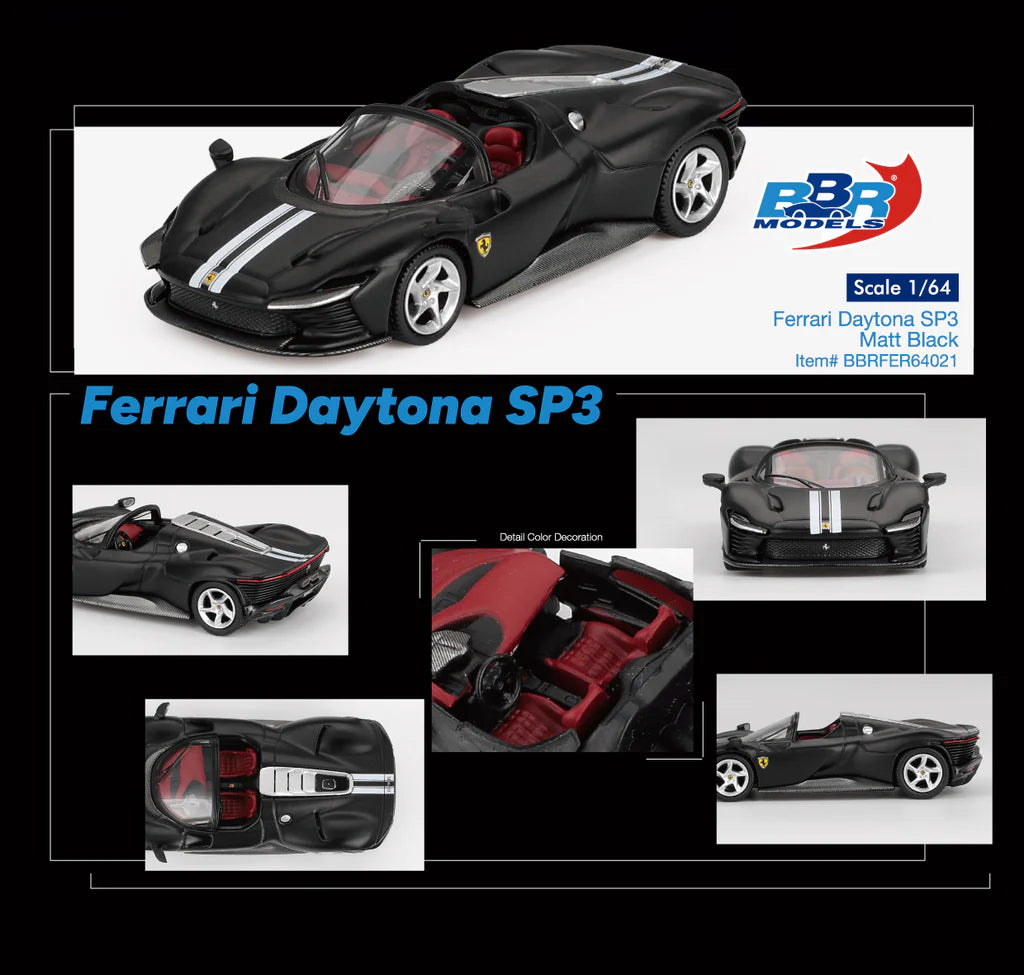 BBR 1/64 Ferrari Daytona SP3 Matt Black