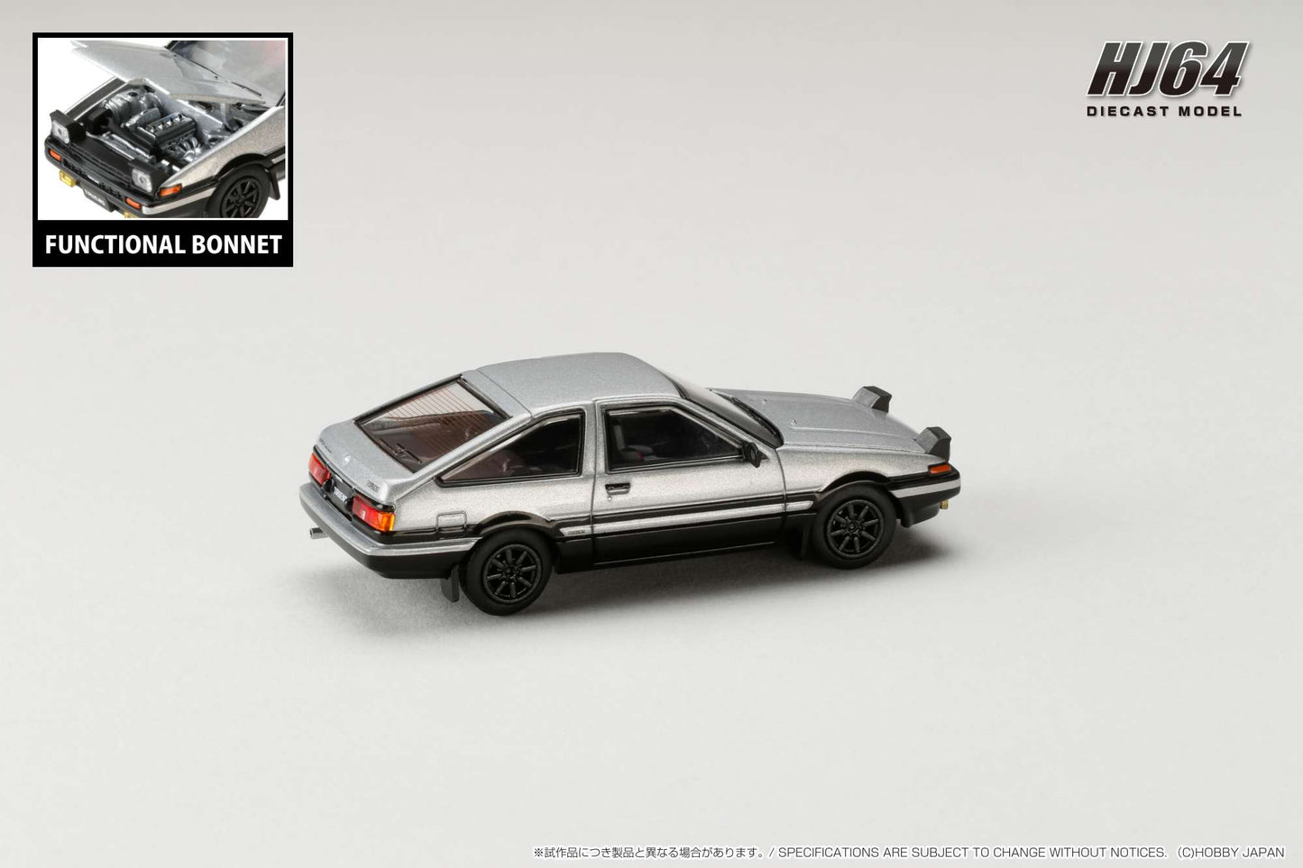 Hobby Japan 1/64 Toyota SPRINTER TRUENO GT APEX (AE86) JDM Style Silver