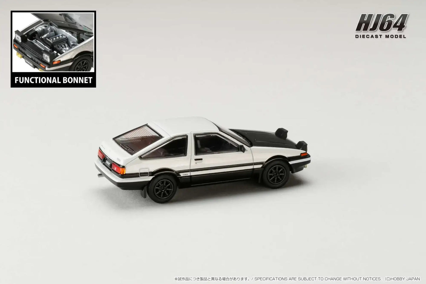 Hobby Japan 1/64 Toyota SPRINTER TRUENO GT APEX (AE86) JDM Style with CARBON BONNET White