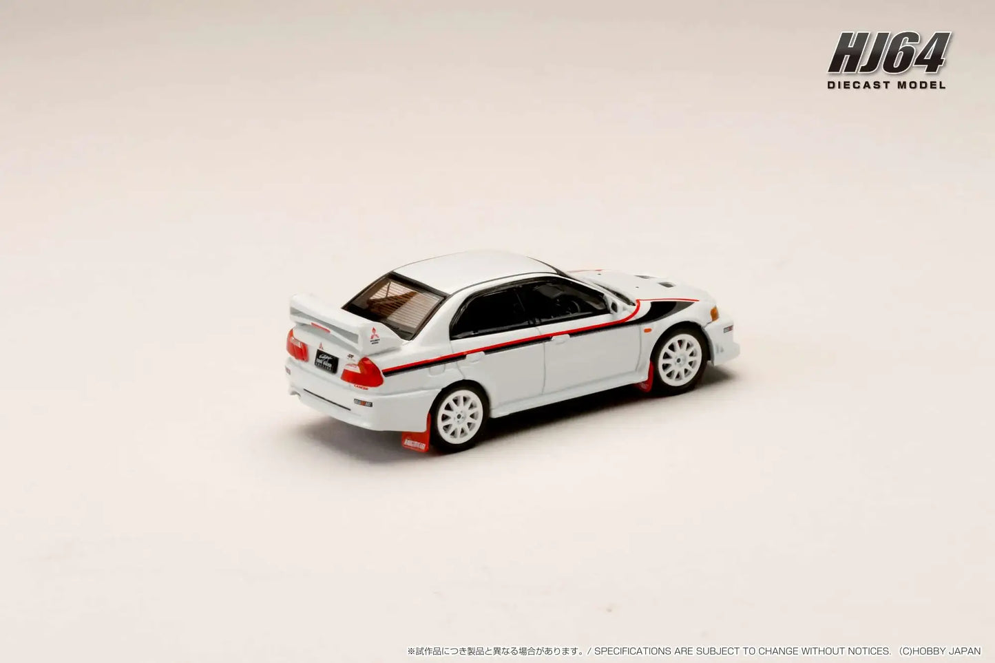 Hobby Japan 1/64 MITSUBISHI LANCER GSR EVOLUTION 6 (T.M.E.) Special Coloring Package (GF-CP9A) 2000 with Mud flap WHITE