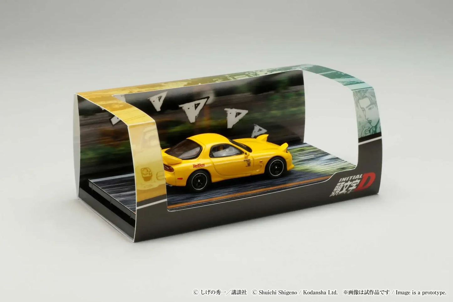 Hobby Japan 1/64 MAZDA RX-7(FD3S)RED SUNS / INITIAL D With Takumi Fujiwara With Keisuke Takahashi Figure