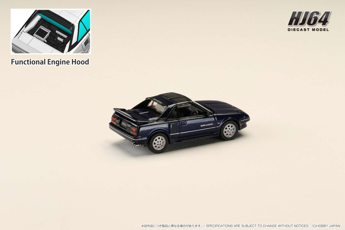 Hobby Japan 1/64 Toyota MR2 1600G-LIMITED SUPER CHARGER 1988 T BAR ROOF Blue