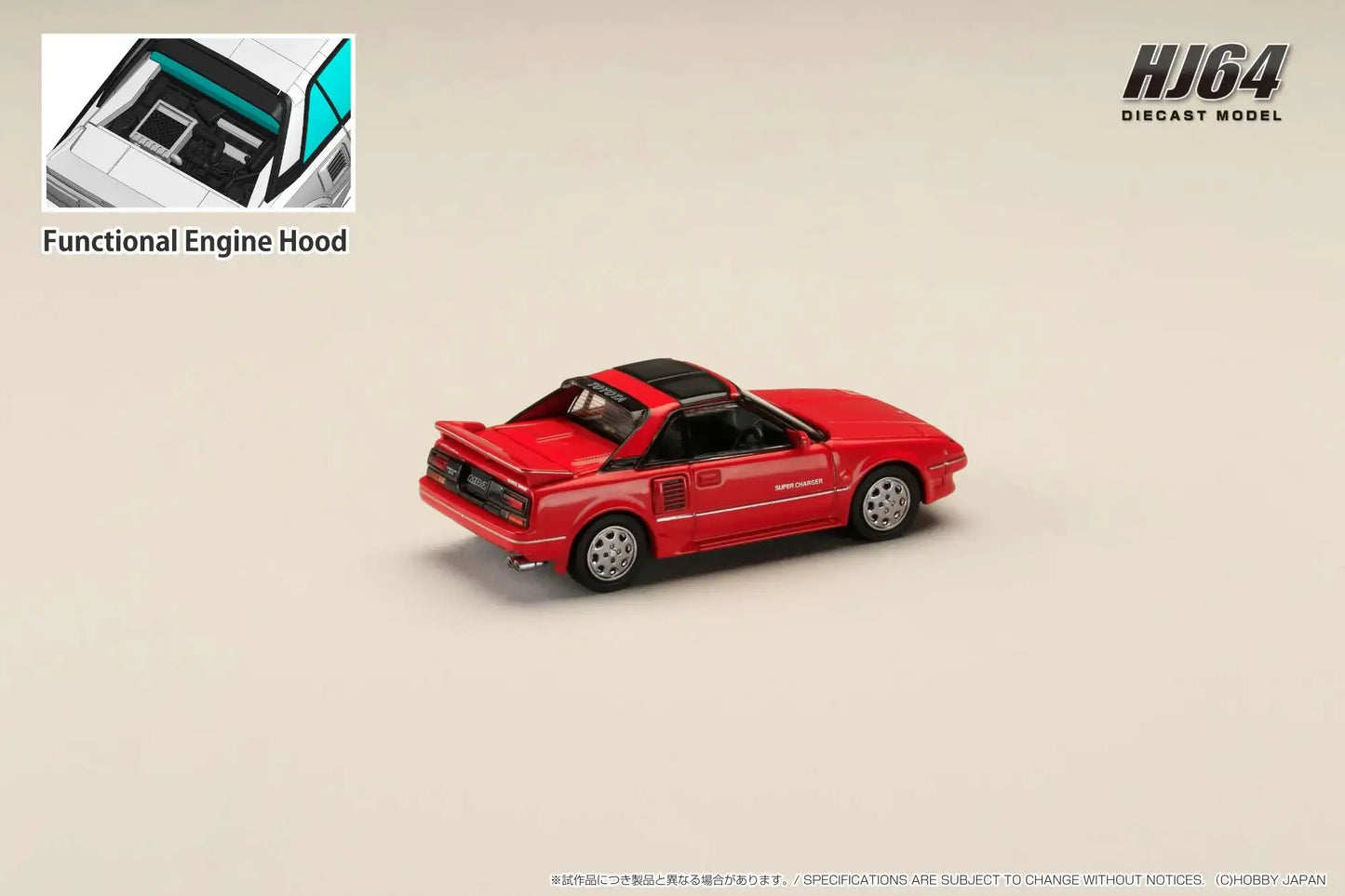 Hobby Japan 1/64 Toyota MR2 1600G-LIMITED SUPER CHARGER 1988 T BAR ROOF Red