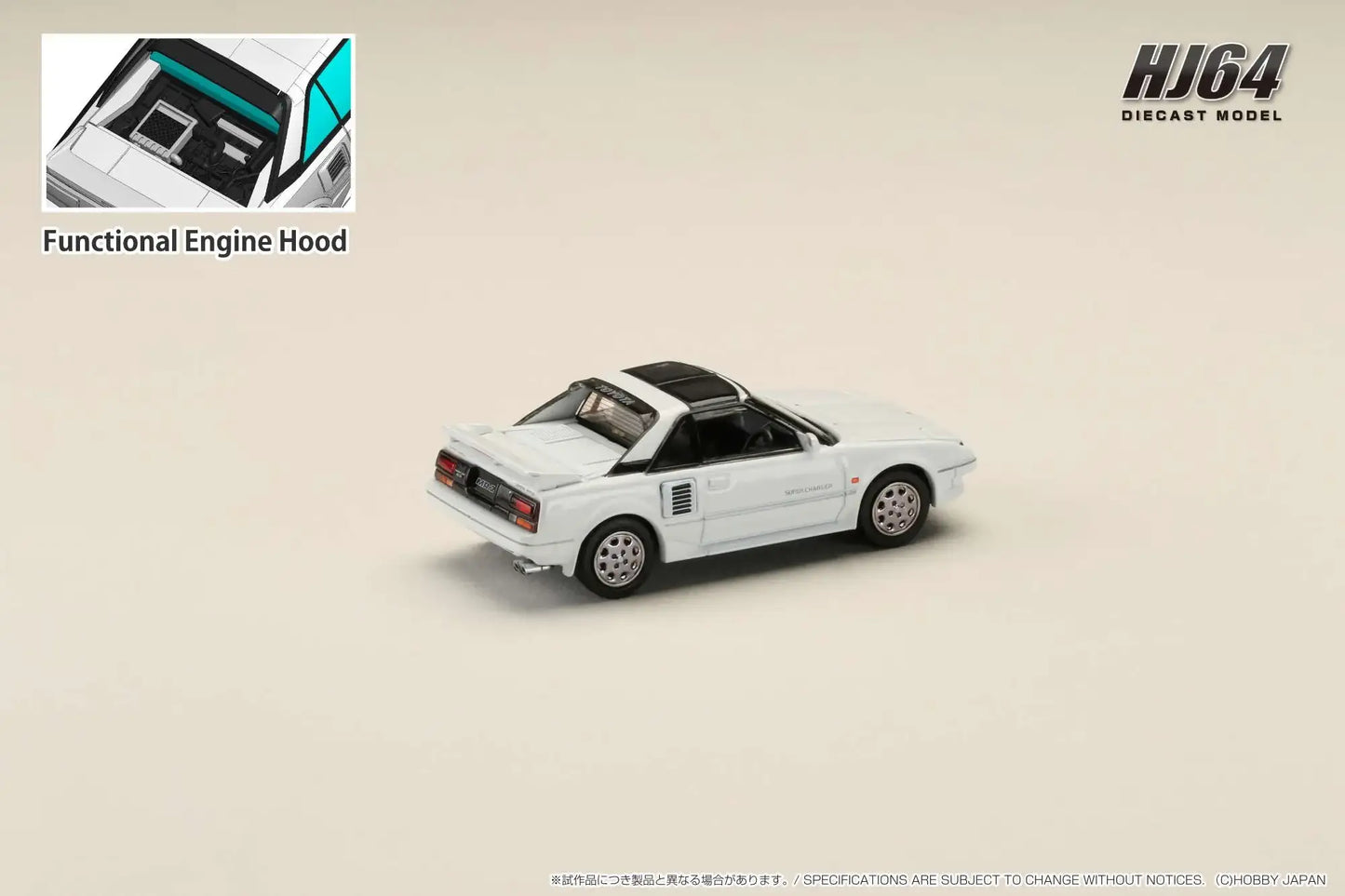 Hobby Japan 1/64 Toyota MR2 1600G-LIMITED SUPER CHARGER 1988 T BAR ROOF White