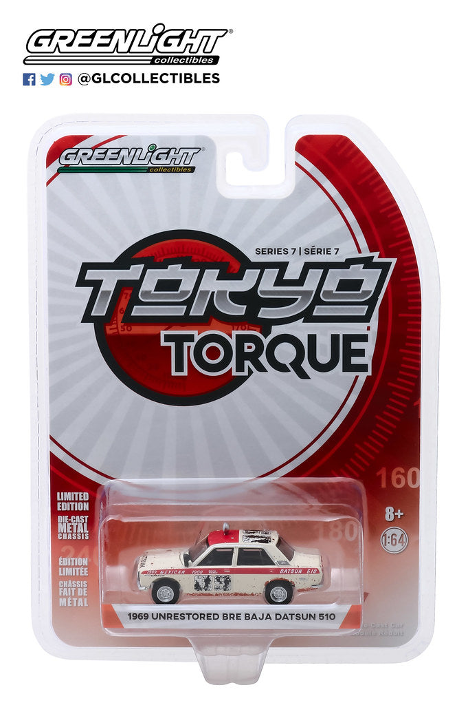 Greenlight 1:64 Scale Tokyo Torque Series 7 1969 Unrestored BRE BAJA Datsun 510