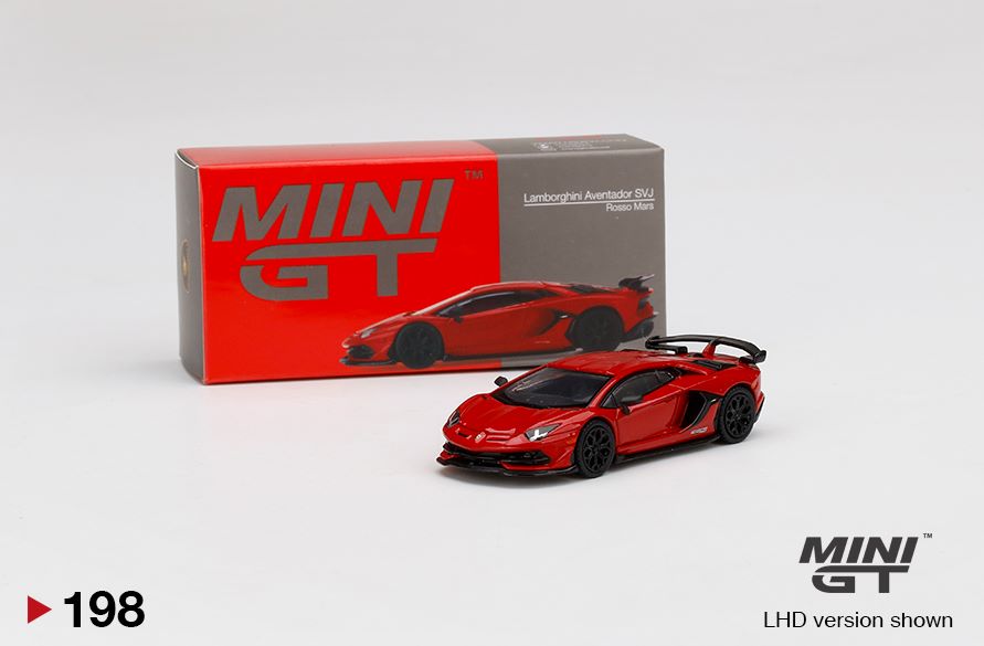 Mini GT #198 Lamborghini Aventador SVJ Rosso Mars