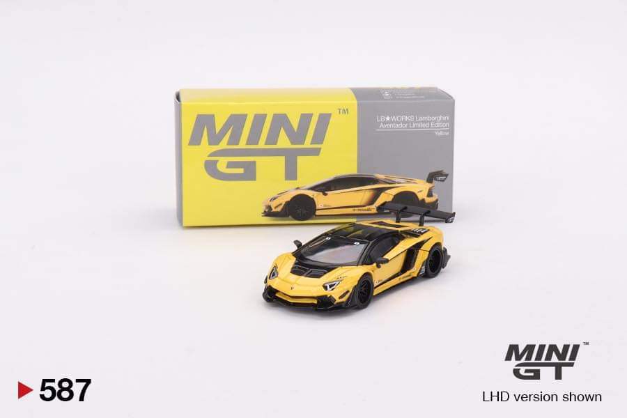 MINI GT HK Toy Car Salon 23 Exclusive #587 Lamborghini LB-Silhouette WORKS Aventador GT EVO Yellow